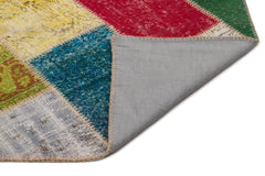 Iskece 21655 Beige Patchwork Wool Handmade Area Rug 5'3" x 7'8"