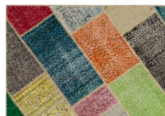 Iskece 21655 Beige Patchwork Wool Handmade Area Rug 5'3" x 7'8"