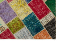 Iskece 21655 Beige Patchwork Wool Handmade Area Rug 5'3" x 7'8"