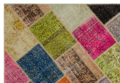 Iskece 21659 Beige Patchwork Wool Handmade Area Rug 5'3" x 7'8"