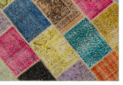 Iskece 21659 Beige Patchwork Wool Handmade Area Rug 5'3" x 7'8"