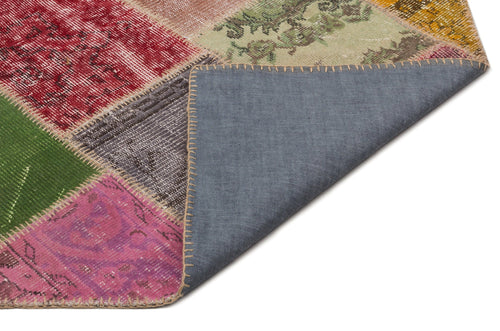Iskece 21660 Beige Patchwork Wool Handmade Area Rug 5'3" x 7'8"