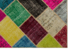 Iskece 21661 Beige Patchwork Wool Handmade Area Rug 5'3" x 7'8"