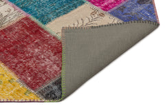 Iskece 21664 Beige Patchwork Wool Handmade Area Rug 5'3" x 7'8"