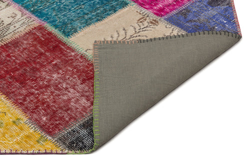 Iskece 21664 Beige Patchwork Wool Handmade Area Rug 5'3" x 7'8"