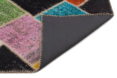 Iskece 21669 Beige Patchwork Wool Handmade Area Rug 5'3" x 7'8"