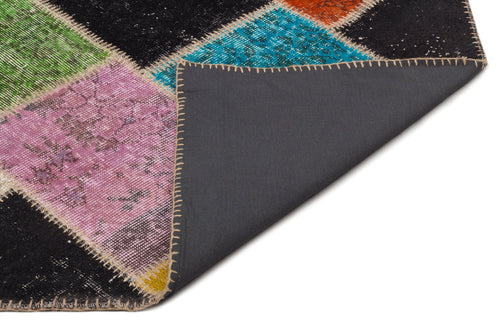 Iskece 21669 Beige Patchwork Wool Handmade Area Rug 5'3" x 7'8"