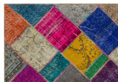 Iskece 21670 Beige Patchwork Wool Handmade Area Rug 5'3" x 7'8"