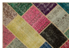 Iskece 21673 Beige Patchwork Wool Handmade Area Rug 5'3" x 7'8"