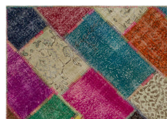 Iskece 21674 Beige Patchwork Wool Handmade Area Rug 5'3" x 7'8"