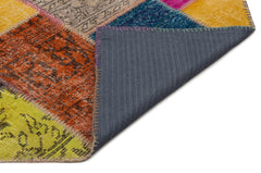 Iskece 21675 Beige Patchwork Wool Handmade Area Rug 5'3" x 7'8"