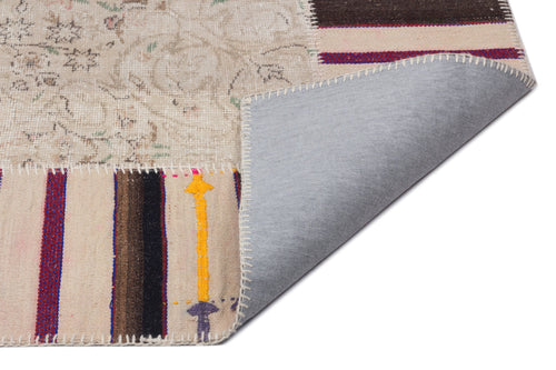 Iskece Beige Vintage Wool Handmade Area Rug 6'2" x 9'1"