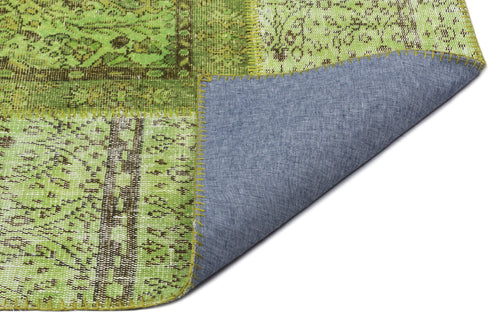 Iskece Green Vintage Wool Handmade Area Rug 5'7" x 9'9"