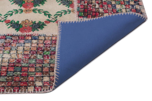 Iskece Cream Vintage Wool Handmade Area Rug 6'4" x 9'7"