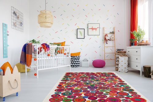 Washable Area Rug - Larvik White Geometric Washable Non Slip Flatweave Carpet