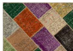 Iskece Beige Patchwork Wool Handmade Area Rug 5'3" x 7'7"