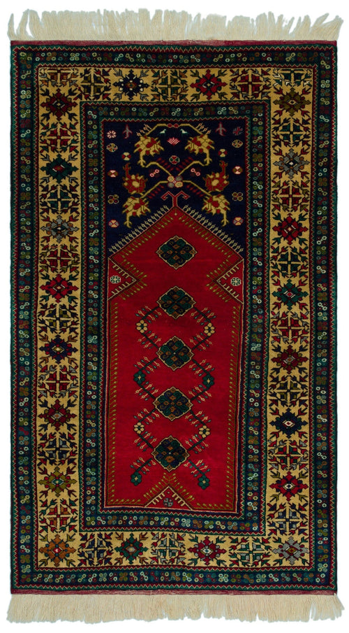 Atina Red Vintage Wool Handmade Area Rug 4'0" x 6'11"