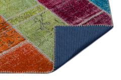 Iskece 21955 Beige Patchwork Wool Handmade Area Rug 5'3" x 7'7"