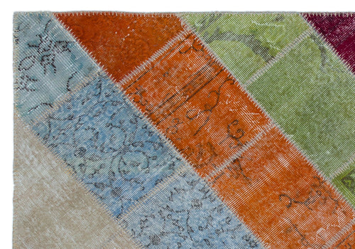 Iskece 21955 Beige Patchwork Wool Handmade Area Rug 5'3" x 7'7"