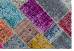 Iskece 21956 Beige Patchwork Wool Handmade Area Rug 5'3" x 7'7"