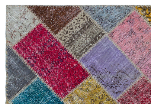 Iskece 21956 Beige Patchwork Wool Handmade Area Rug 5'3" x 7'7"
