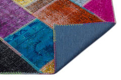 Iskece 21958 Beige Patchwork Wool Handmade Area Rug 5'3" x 7'7"