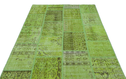 Iskece 21963 Green Vintage Wool Handmade Area Rug 5'3" x 7'7"