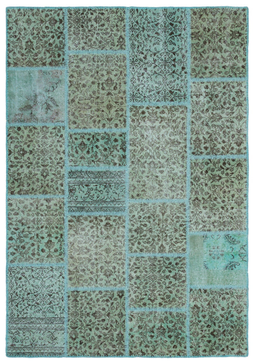 Iskece 21974 Blue Vintage Wool Handmade Area Rug 5'3" x 7'7"