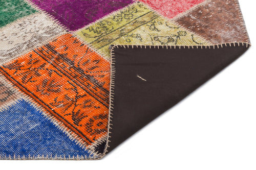 Iskece 21990 Beige Patchwork Wool Handmade Area Rug 5'3" x 7'7"