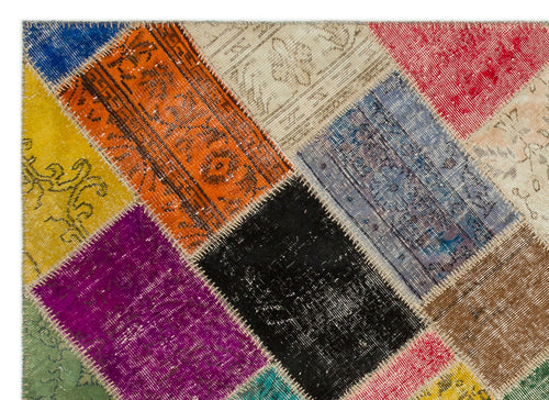 Iskece 21990 Beige Patchwork Wool Handmade Area Rug 5'3" x 7'7"