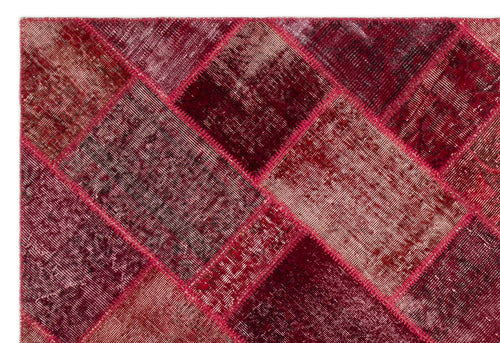 Iskece 21993 Red Patchwork Wool Handmade Area Rug 5'3" x 7'7"