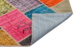 Iskece 21994 Beige Patchwork Wool Handmade Area Rug 5'3" x 7'7"