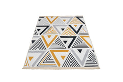 Yellow Zigzag Area Rug - Cotton Chenille Digital Print Washable Floor Rug