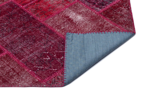 Iskece 22002 Red Patchwork Wool Handmade Area Rug 5'3" x 7'7"