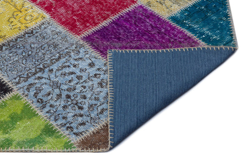 Iskece 22005 Beige Patchwork Wool Handmade Area Rug 5'3" x 7'7"