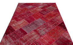 Iskece 22009 Red Patchwork Wool Handmade Area Rug 5'3" x 7'7"