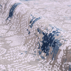 Modern Area Rug - Machine Made Rug With Grey Blue Acrylic Yarn & Overlocked Edge