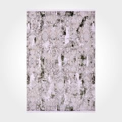 Modern Area Rug - Machine Made Rug with Cream Green Acrylic Yarn Carpet by Crea