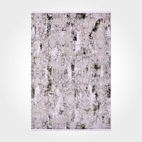 Modern Area Rug - Machine Made Rug with Cream Green Acrylic Yarn Carpet by Crea