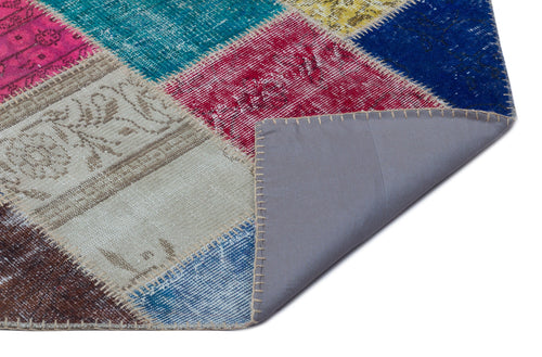 Iskece 22011 Beige Patchwork Wool Handmade Area Rug 5'3" x 7'7"