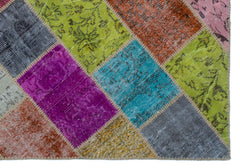 Iskece 22012 Beige Patchwork Wool Handmade Area Rug 5'3" x 7'7"
