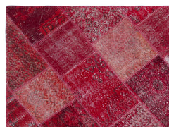 Iskece 22014 Red Patchwork Wool Handmade Area Rug 5'3" x 7'7"