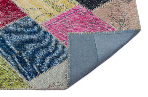 Iskece 22015 Beige Patchwork Wool Handmade Area Rug 5'3" x 7'7"