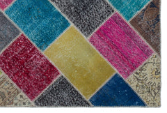 Iskece 22018 Beige Patchwork Wool Handmade Area Rug 5'3" x 7'7"