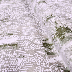 Modern Area Rug - Machine Made Rug with Cream Green Acrylic Yarn Carpet by Crea