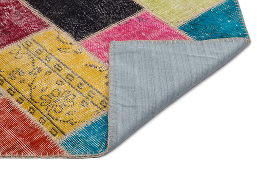 Iskece 22020 Beige Patchwork Wool Handmade Area Rug 5'3" x 7'7"