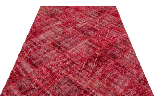 Iskece 22023 Red Patchwork Wool Handmade Area Rug 5'3" x 7'7"