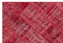 Iskece 22023 Red Patchwork Wool Handmade Area Rug 5'3" x 7'7"