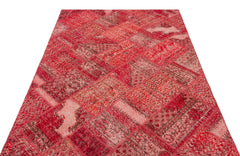 Iskece 22031 Red Patchwork Wool Handmade Area Rug 5'3" x 7'7"