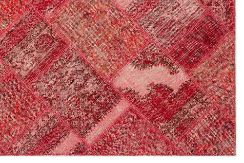 Iskece 22031 Red Patchwork Wool Handmade Area Rug 5'3" x 7'7"